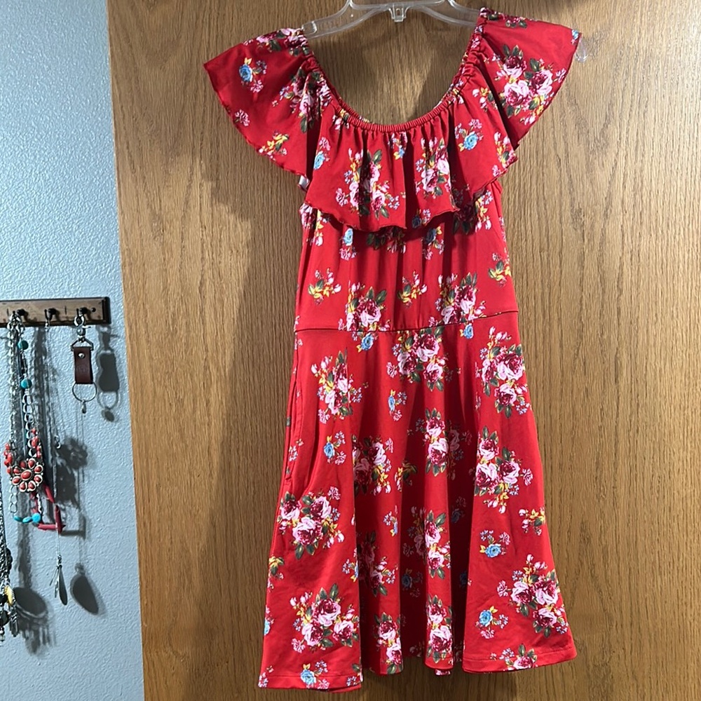 Floral Red Kids Dress
